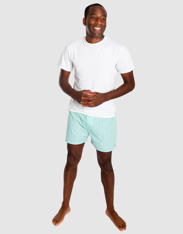 Sant And Abel - Men's Hepburn Gingham Mint Boxer Shorts