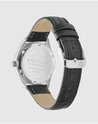 Maxum - Sydney - Black Dial, Silver Tone Case & Black Leather Band