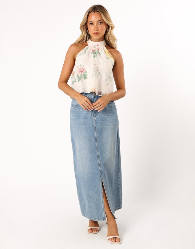 Petal & Pup - Willa Halterneck Top - White Floral