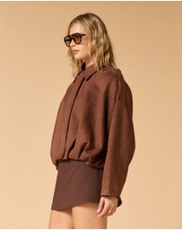 MVN - Faux Suede Bomber Jacket