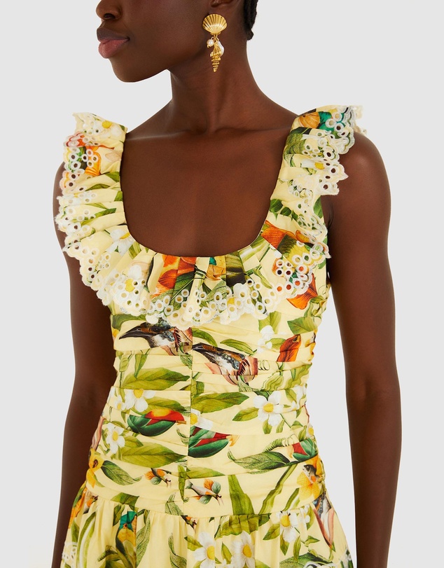 Farm Rio - Brasil Collage Soft Yellow Mini Dress