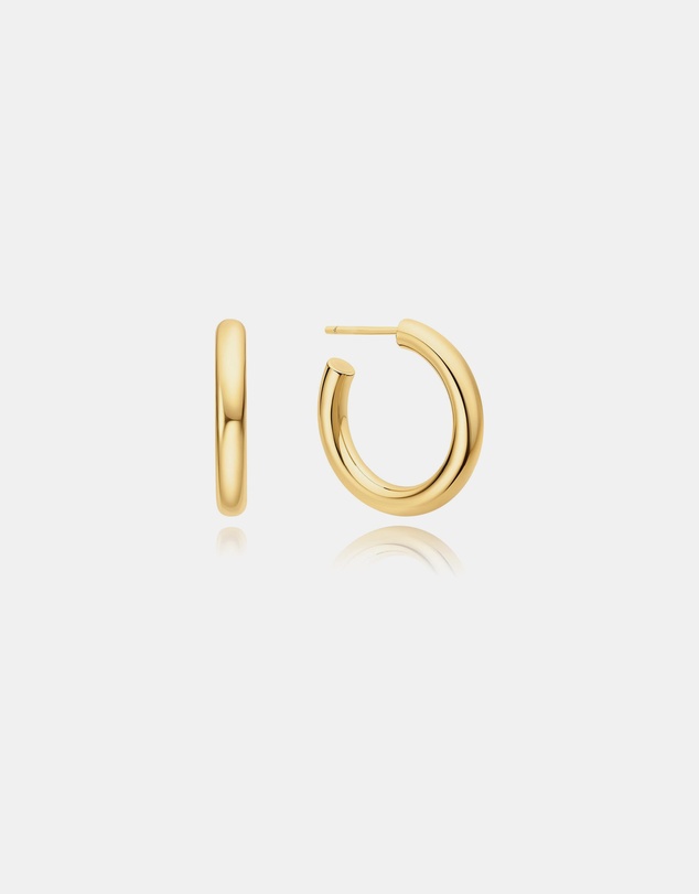 Ania Haie - Ania Haie Gold Classic Tube Medium Huggie Hoop Earrings