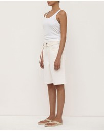 Assembly Label - Loose Fit Long Denim Shorts