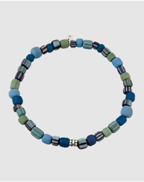 Kuzzoi - ICONIC EXCLUSIVE - Bracelet Male Beads Blue Vintage 925 Sterling Silver