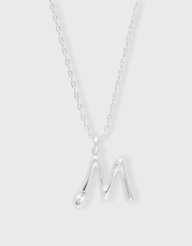 Wanderlust + Co - Alphabet Bubble Silver Necklace - Letter M