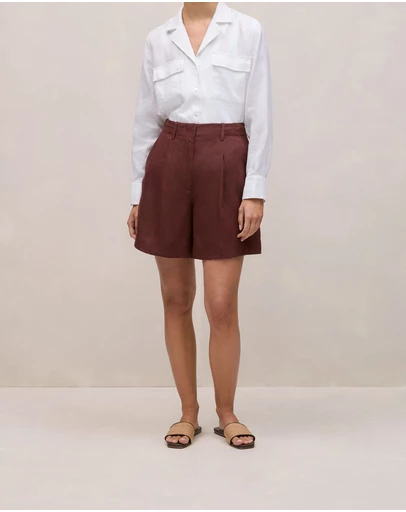 Trenery - Delave Linen Tailored Short in Espresso