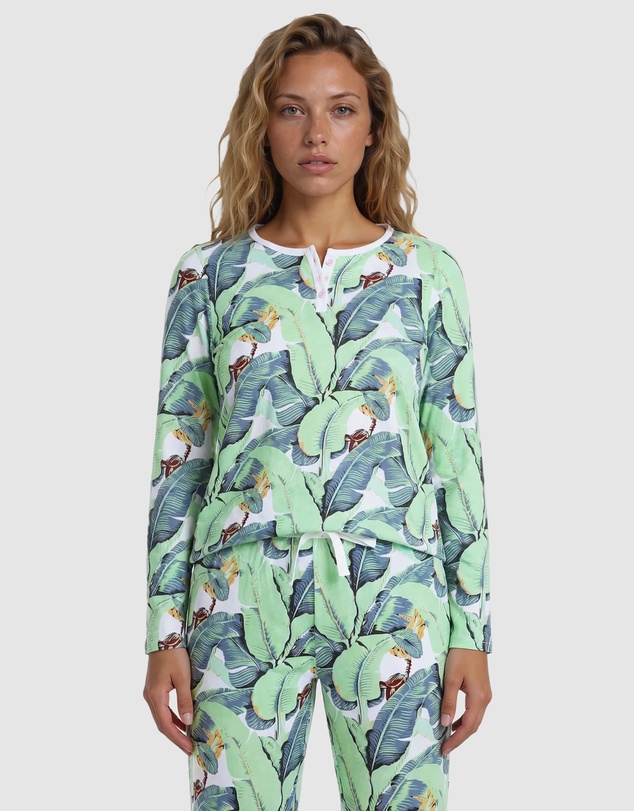 Sant And Abel - Women's Martinique® Green Banana Leaf Jersey Long PJ Set