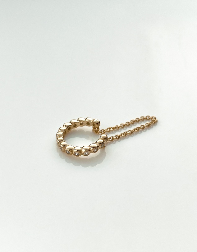 Wanderlust + Co - Pave Drop Chain Gold Ear Cuff