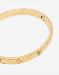Lovisa - Waterproof Gold Plated Stainless Steel Cubic Zirconia Flower Bangle