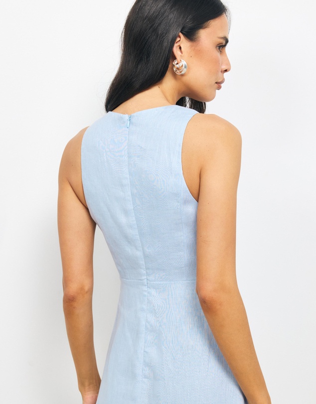 AERE - Adel Lace Insert Linen Midi Dress