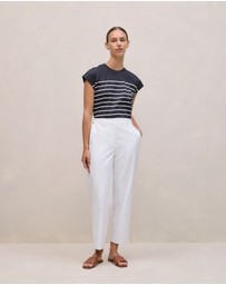 Trenery - Breton Stripe Cap Sleeve T-shirt in Night Sky