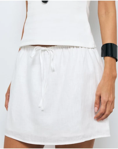 AERE - Rosie Linen Drawcord Waist Mini Skirt