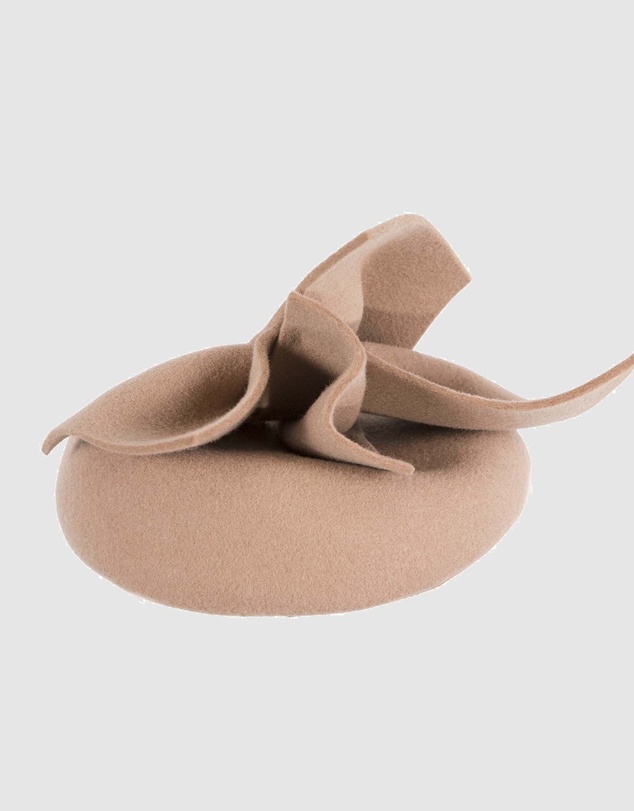 Max Alexander - Winter Beige Felt Pillbox with Bow