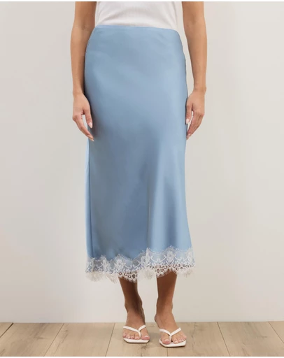 Atmos&Here - Paris Lace Satin Midi Skirt