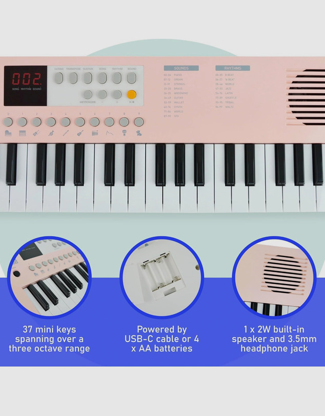 iWorld - Axus Mini Keyboard 37 Key Keyboard - Pink