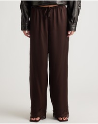 Decjuba - Laine Satin Lace Trim Pants