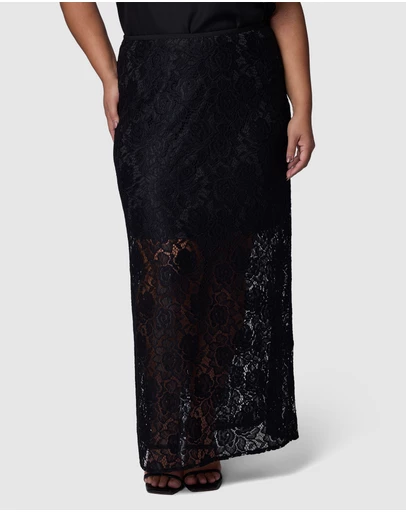 Pink Dusk by Curve Project - Captivated Lace Maxi Skirt