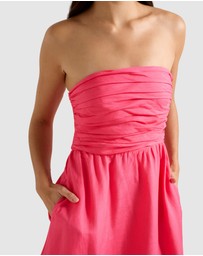 Forever New - Matisse Ruched Strapless Linen Midi Dress
