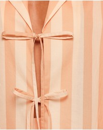 Petal & Pup - Essie Tie Front Shirt - Terracotta Stripe