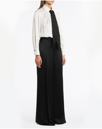 Carla Zampatti - White Jacquard Spot Contrast Scarf Top