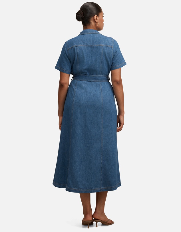 Forever New Curve - Josephine Curve Short Sleeves Denim Dress