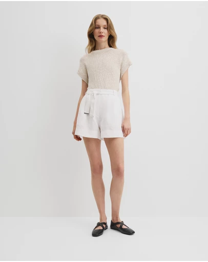 Country Road - Organically Grown Linen Tuck Front Short