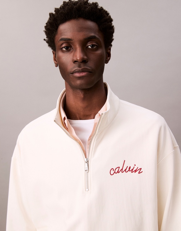 Calvin Klein Jeans - Embroidered Logo French Terry Quarter Zip Sweatshirt