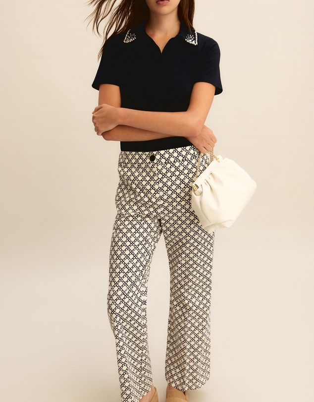 Emme - Cream Printed Trousers