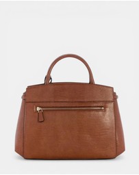 GUESS - Brown Melinda Triple Compartment Satchel Bag