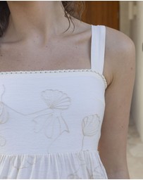 Angel Maternity - Lily Shoulder Tie Maternity Embroidery Dress