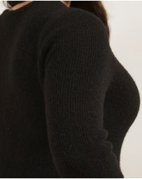 Atmos&Here Curvy - Ivy Boat Neck Long Sleeve Peplum Knit Top