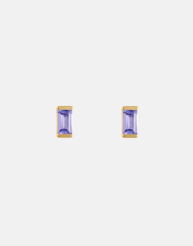 Kirstin Ash - Baguette Birthstone Studs December - Tanzanite