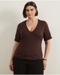 Atmos&Here Curvy - Deep V-Neck T-Shirt