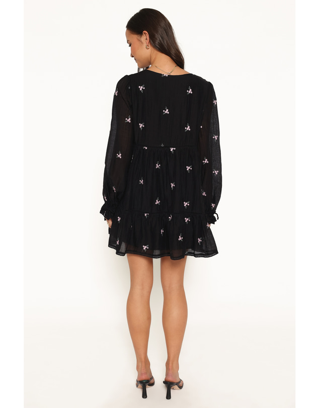 Petal & Pup - Immy Embroidered Mini Dress - Black Floral