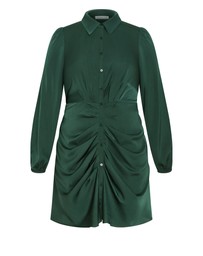 City Chic - Plus size Lianna Gathered Midi Dress - emerald