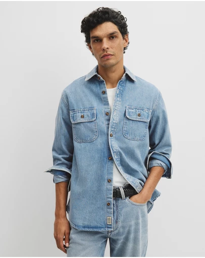 Country Road - Long Sleeve Regular Workwear Denim Over-shirt