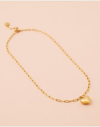 Carly Paiker - Amore Small Puffy Heart Paperclip Chain Pendant