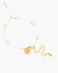 Lovisa - Waterproof Gold Plated Stainless Steel Green Jade Semi Precious Stone Hand Chain