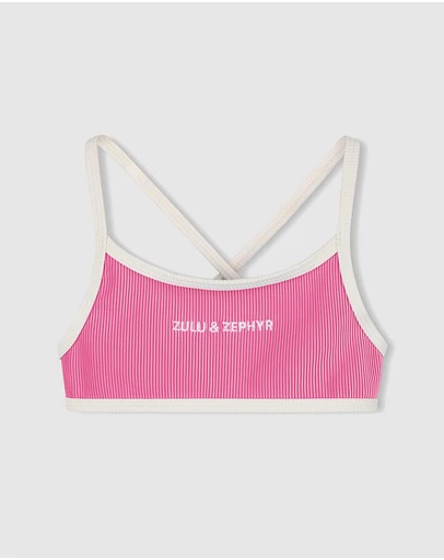 Zulu & Zephyr Mini - Mini Stripe Rib Logo Bikini Top - Kids
