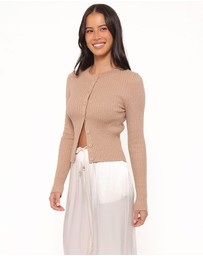 Petal & Pup - Searie Ribbed Cardigan Top - Warm Sand
