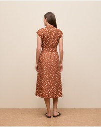 Trenery - Spot Poplin Cap Sleeve Shirt Dress in Burnt Orange