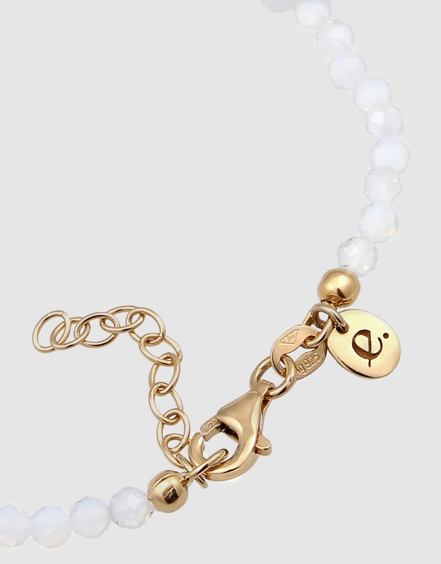 Elli Jewelry - Bracelet with Beads Star Moonstone and Zirconia 925 Sterling Silver Gold-plated