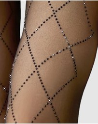High Heel Jungle - Richie Diamond Crystal Tights - Black/ Crystal