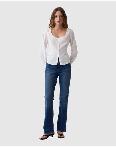 GAP - LS Scoop Neck Fitted Shirt