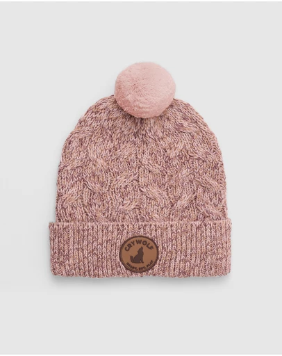 Crywolf - POM POM BEANIE Mauve Speckle