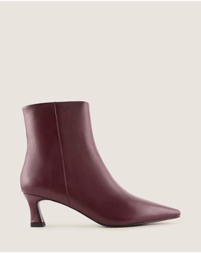 Shelly Shen - Fabba Heel Ankle Boots Burgundy Leather