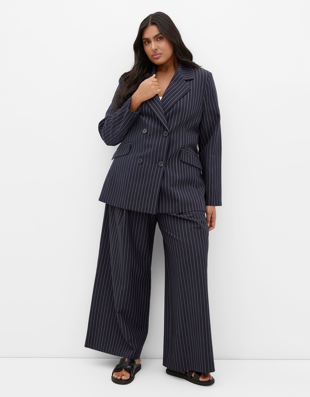 City Chic - Plus size Karla Pinstripe Blazer - navy