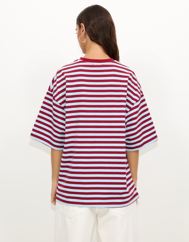 Dazie - Nostalgia Stripe Oversized Boyfriend Tee