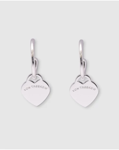 Von Treskow - Open hoop studs with VT flat heart