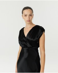 Third Form - Satin Cross Over Gather Dress